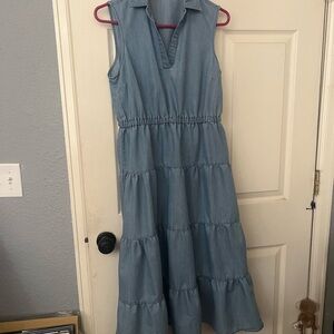 Sleeveless Blue Midi Dress